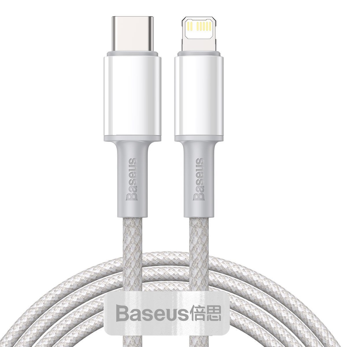 Câble Tressé Haute Densité Baseus USB-C vers Lightning, 20W, PD, 2m (blanc) - Ypsilon Computers
