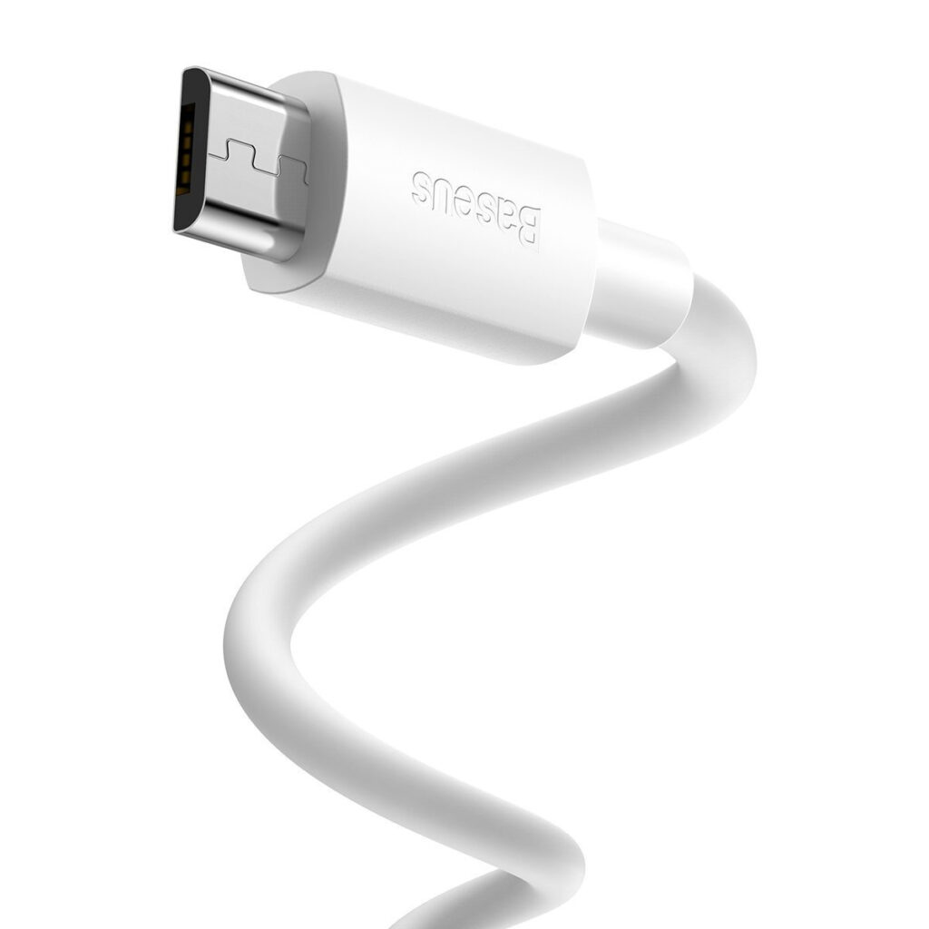 Baseus Simple Wisdom Kit de Câbles de Données USB vers Micro 2.1A (2PCS/Set) 1.5m Blanc