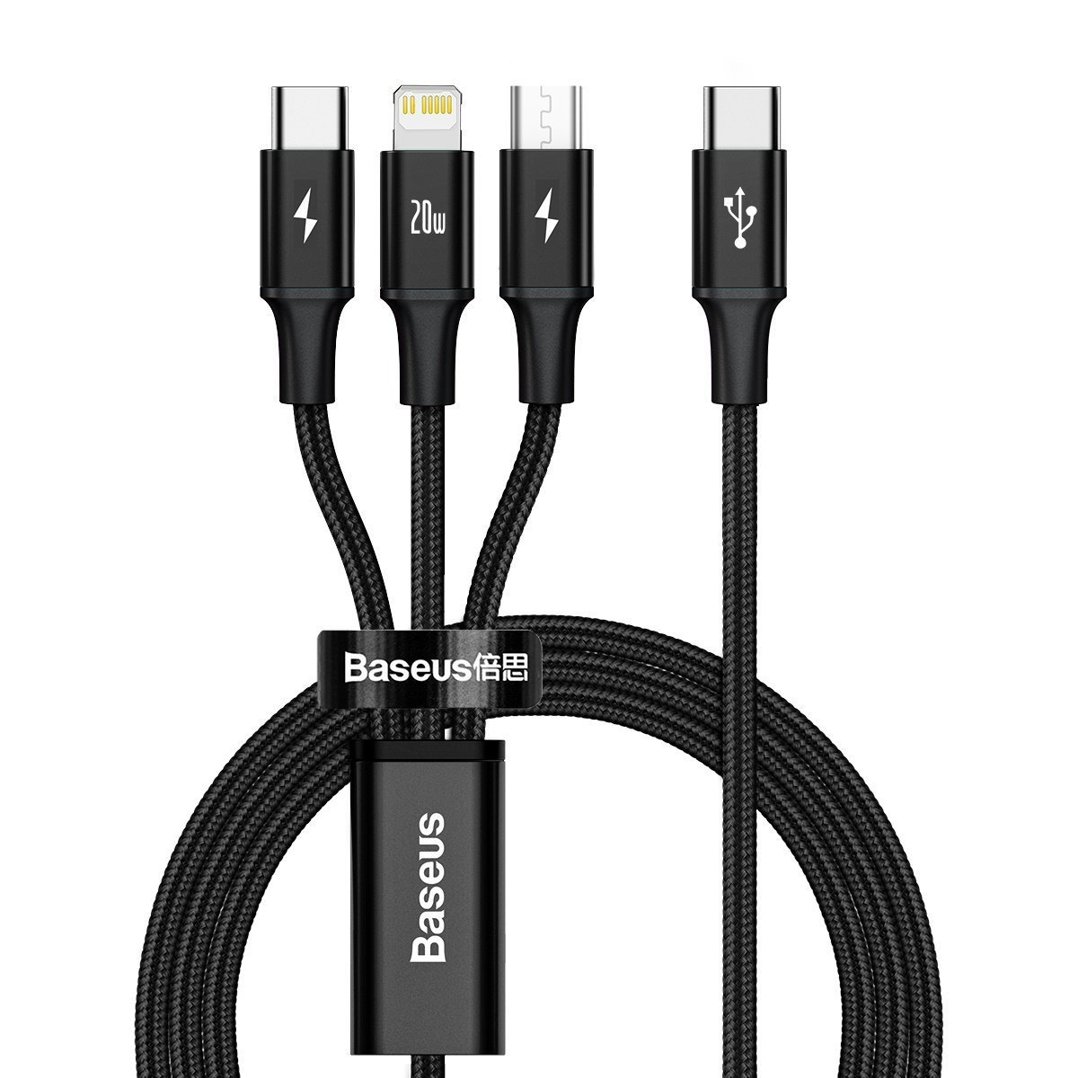 Baseus Rapid Series câble 3-en-1 USB-C pour M+L+T 20W 1.5m Noir - Ypsilon Computers
