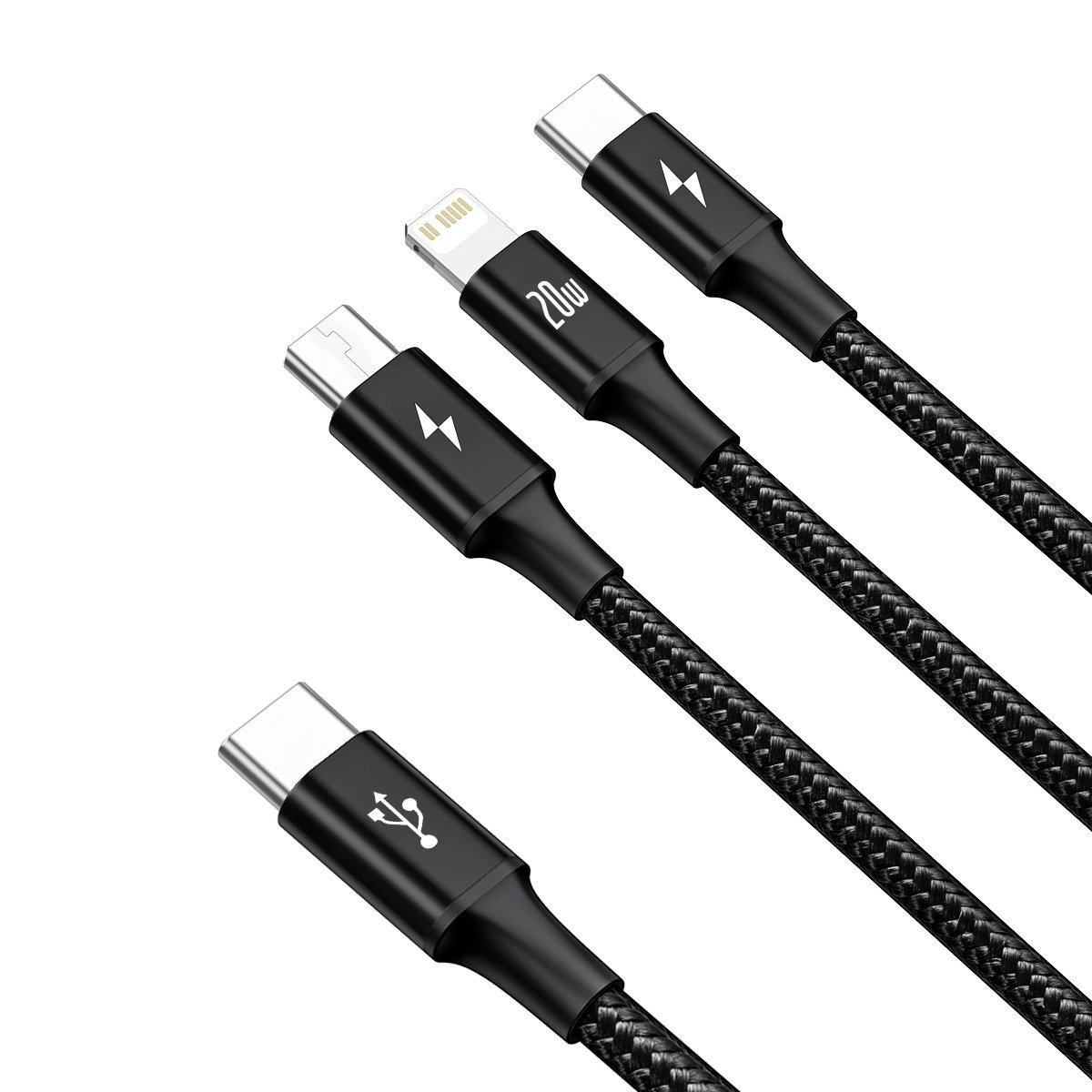Baseus Rapid Series câble 3-en-1 USB-C pour M+L+T 20W 1.5m Noir - Ypsilon Computers