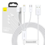 Câble USB 3en1 Baseus Superior Series, USB vers micro USB / USB-C / Lightning, 3.5A, 1.5m (blanc)