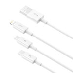 Câble USB 3en1 Baseus Superior Series, USB vers micro USB / USB-C / Lightning, 3.5A, 1.5m (blanc)