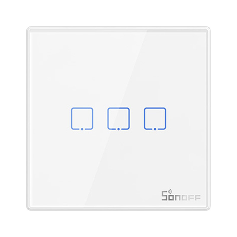 Interrupteur Mural Sans Fil Intelligent Sonoff T2EU3C-RF 433MHz (3-canaux) - Ypsilon Computers