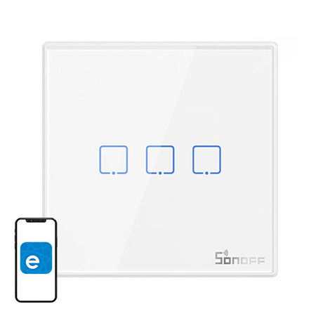 Interrupteur Mural Sans Fil Intelligent Sonoff T2EU3C-RF 433MHz (3-canaux) - Ypsilon Computers