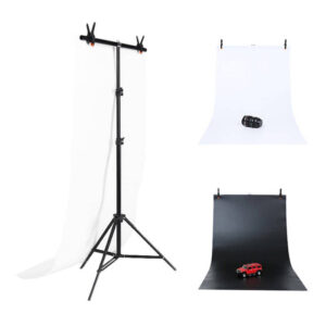 Support de fond de studio photo Puluz 70x200cm + Toiles de fond 2 pcs DCA0976