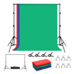 Support de fond de studio photo Puluz 2x2m + Toiles de fond 3 pcs PKT5204