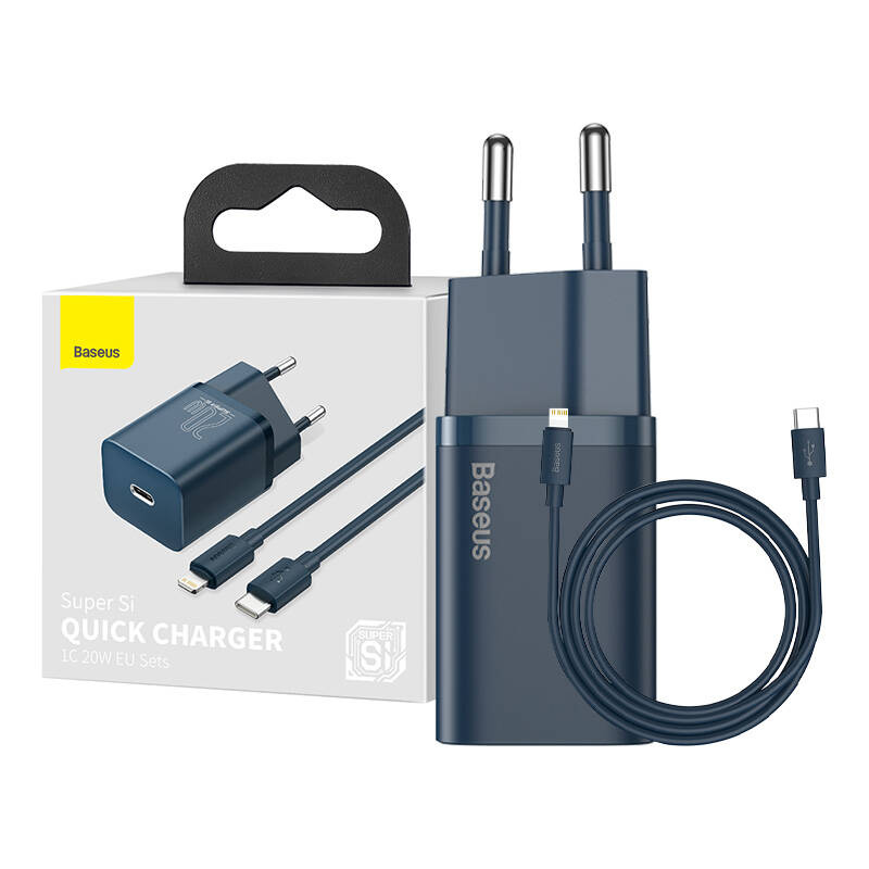 Chargeur rapide Baseus Super Si 1C 20W avec câble USB-C pour Lightning 1m (bleu) - Ypsilon Computers