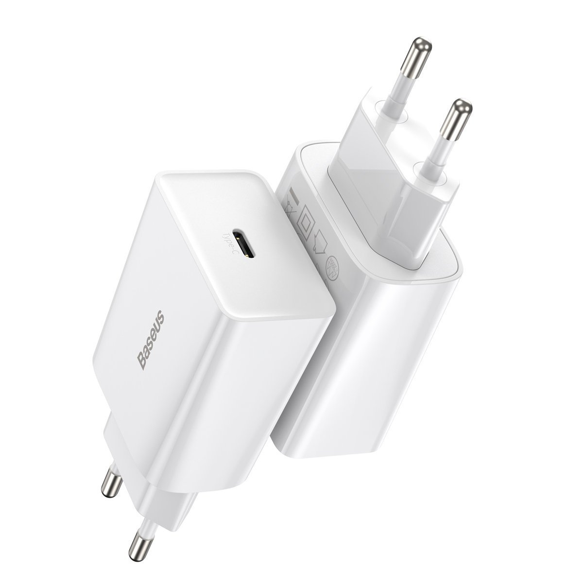 Chargeur Rapide Mini Baseus Speed, USB-C, PD, 3A, 20W (blanc) - Ypsilon Computers
