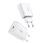 Chargeur Rapide Mini Baseus Speed, USB-C, PD, 3A, 20W (blanc)