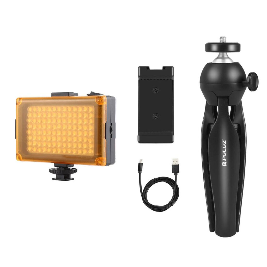 Trépied d&rsquo;enregistrement en direct Puluz + lampe LED + support de téléphone PKT3131B