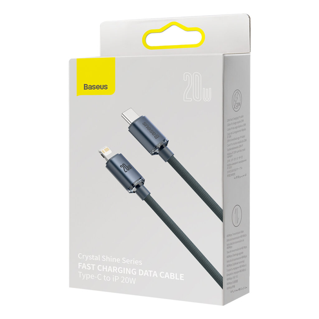 Baseus Crystal Shine câble USB-C vers Lightning, 20W, PD, 2m (noir)