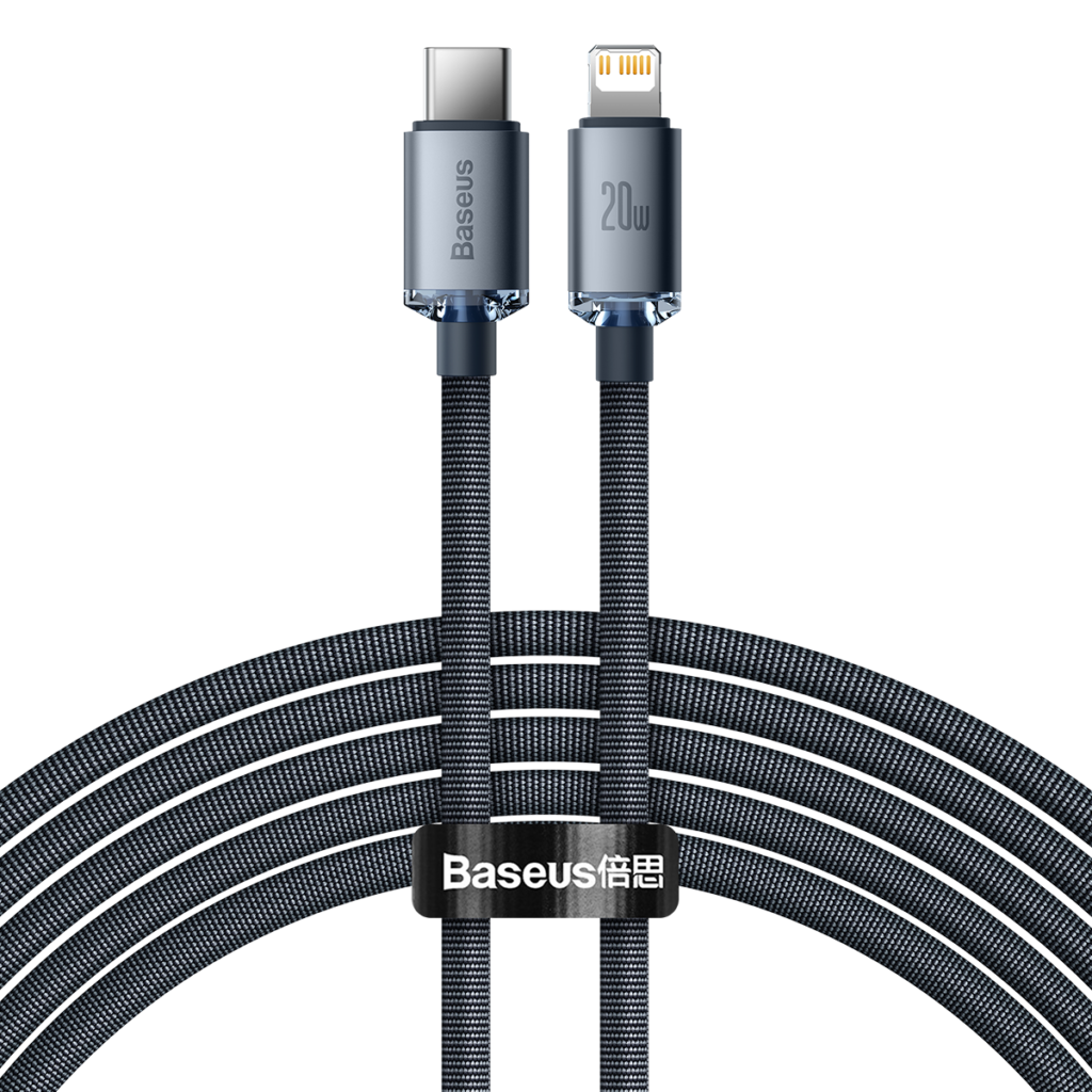Baseus Crystal Shine câble USB-C vers Lightning, 20W, PD, 2m (noir)