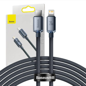 Baseus Crystal Shine câble USB-C vers Lightning, 20W, PD, 2m (noir) - Ypsilon Computers