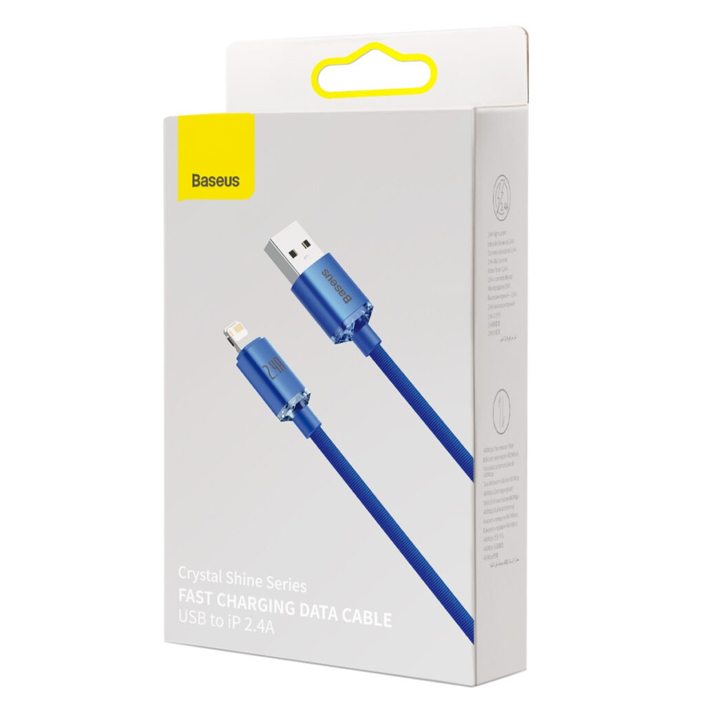Baseus Crystal Shine câble USB vers Lightning, 2.4A, 1.2m (bleu)