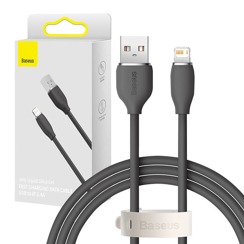 Baseus Jelly câble USB vers Lightning, 2,4A, 1,2m (noir) - Ypsilon Computers