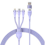 Câble USB 3w1 Baseus Flash Series 2, USB-C + micro USB + Lightning, 100W, 1.5m (violet)