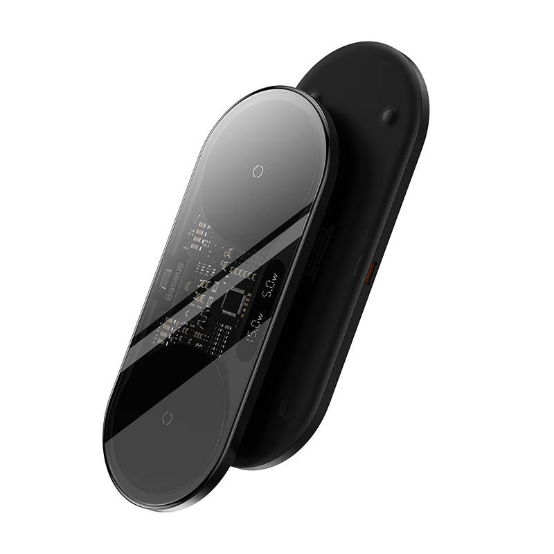 Chargeur sans fil Dual Qi Baseus avec affichage LED numérique, 20W - Ypsilon Computers