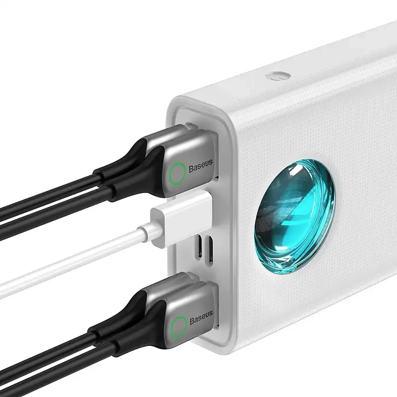 Batterie externe Baseus Amblight 30000mAh, 4xUSB, USB-C, 65W (blanc) - Ypsilon Computers
