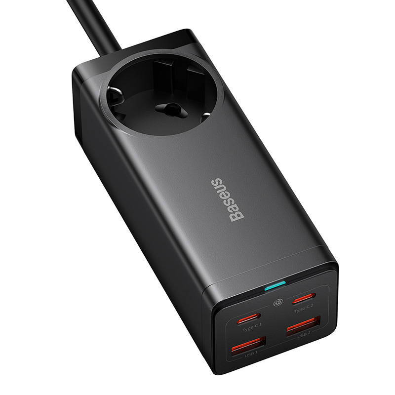 Chargeur mural Baseus GaN3 Pro / multiprise 2xUSB + 2xUSB-C + AC, 100W (noir) - Ypsilon Computers