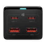 Chargeur mural Baseus GaN3 Pro / multiprise 2xUSB + 2xUSB-C + AC, 100W (noir)