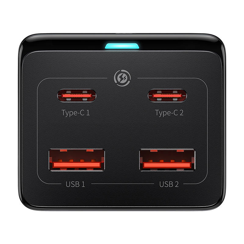 Chargeur mural Baseus GaN3 Pro / multiprise 2xUSB + 2xUSB-C + AC, 100W (noir) - Ypsilon Computers