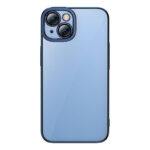 Coque Transparente Pailletée et Ensemble de Verre Trempé Baseus pour iPhone 14 Plus (bleu)