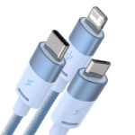 Câble USB 3 en 1 Baseus StarSpeed Series, USB-C + Micro + Lightning 3,5A, 1,2m (Bleu)