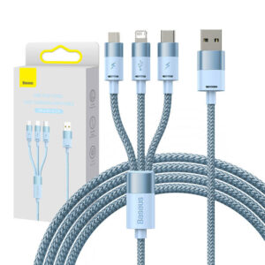 Câble USB 3 en 1 Baseus StarSpeed Series, USB-C + Micro + Lightning 3,5A, 1,2m (Bleu) - Ypsilon Computers
