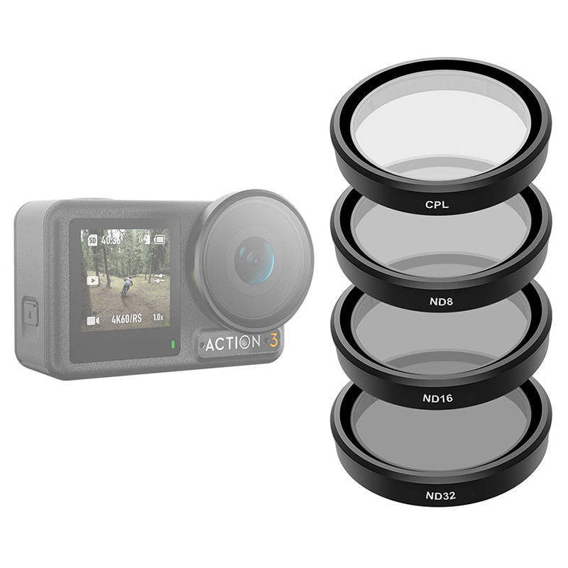 Ensemble de 4 filtres TELESIN CPL/ND8/ND16/ND32 pour DJI Osmo Action 3 / 4 / 5 - Ypsilon Computers