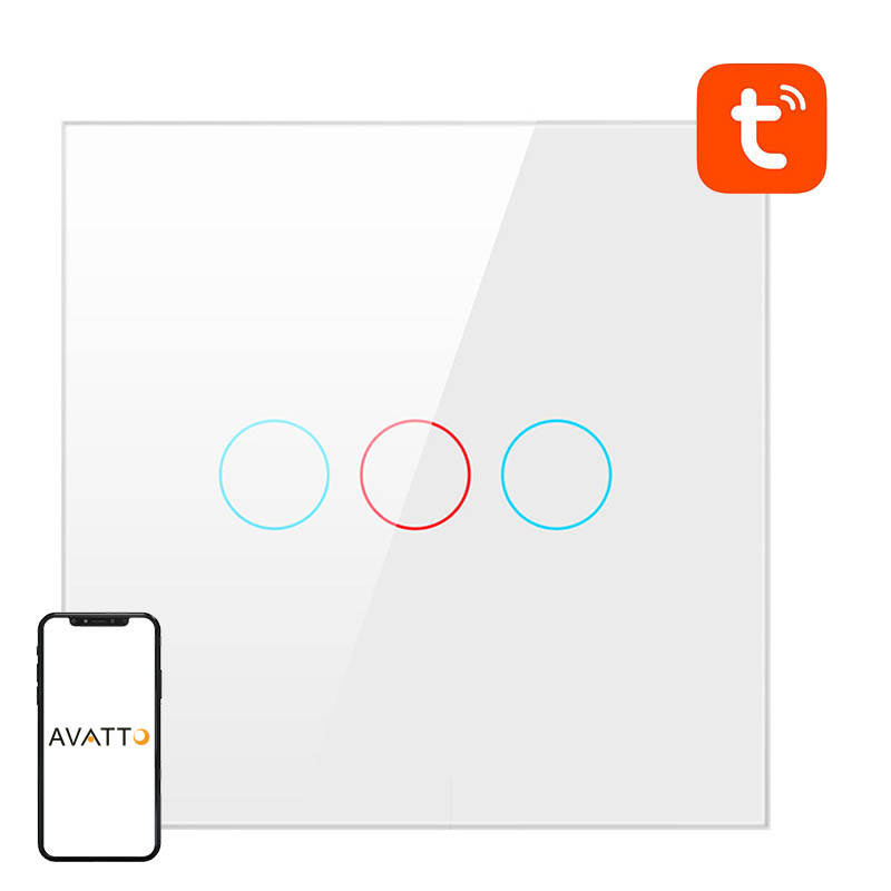 Interrupteur Intelligent WiFi Avatto TS02-EU-W3 3 Voies TUYA (blanc) - Ypsilon Computers