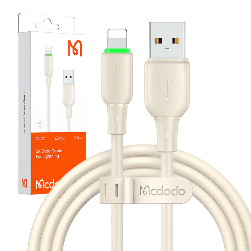 Câble USB vers Lightning Mcdodo CA-4740 avec lumière LED 1,2 m (beige) - Ypsilon Computers