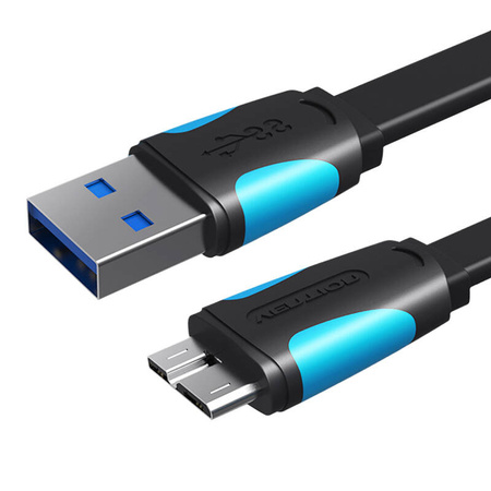 Câble USB 3.0 A vers Micro-B plat Vention VAS-A12-B025 0,25 m Noir - Ypsilon Computers