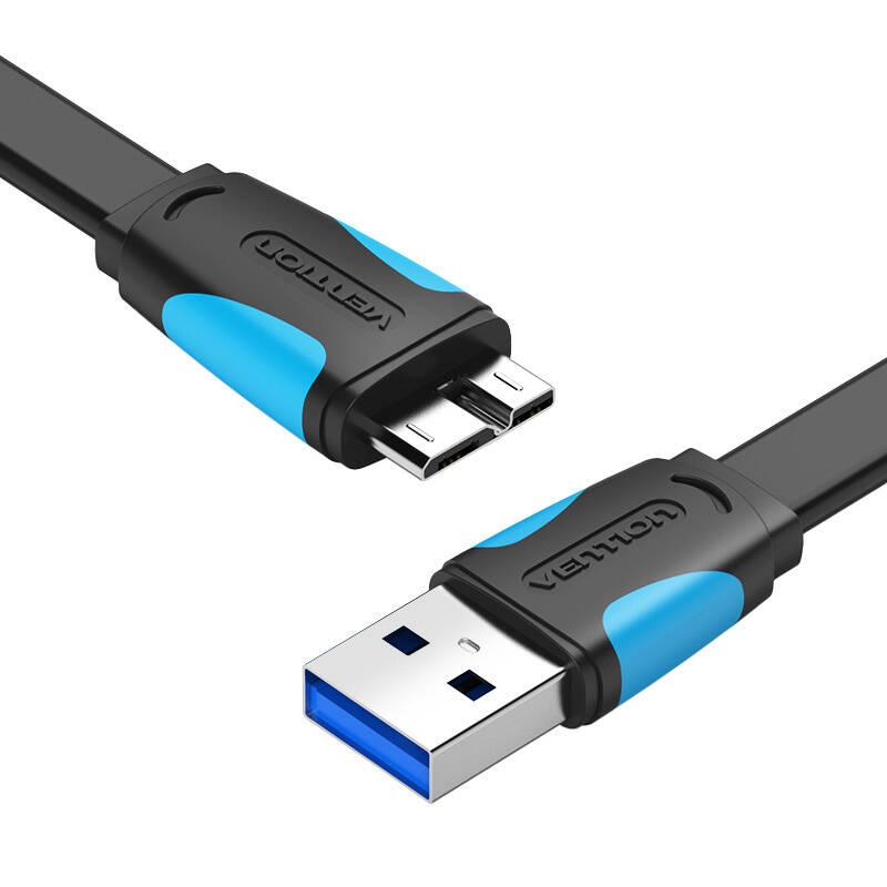 Câble USB 3.0 A vers Micro-B plat Vention VAS-A12-B025 0,25 m Noir - Ypsilon Computers