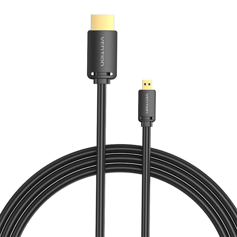 Câble HDMI-D Mâle vers HDMI-A Mâle Vention AGIBF 1m, 4K 60Hz (Noir) - Ypsilon Computers