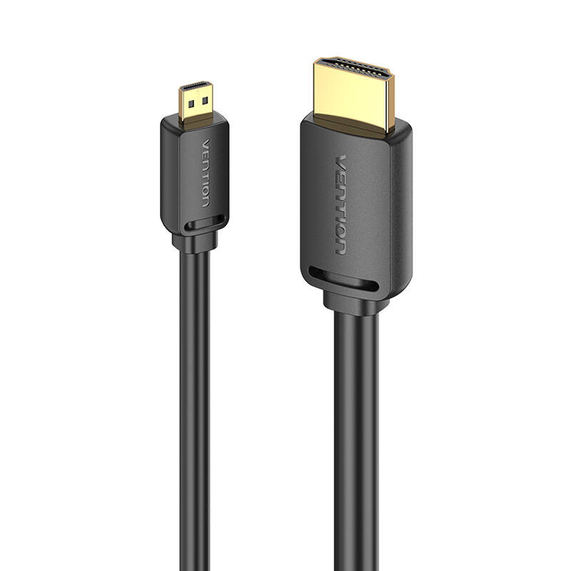 Câble HDMI-D Mâle vers HDMI-A Mâle Vention AGIBF 1m, 4K 60Hz (Noir) - Ypsilon Computers