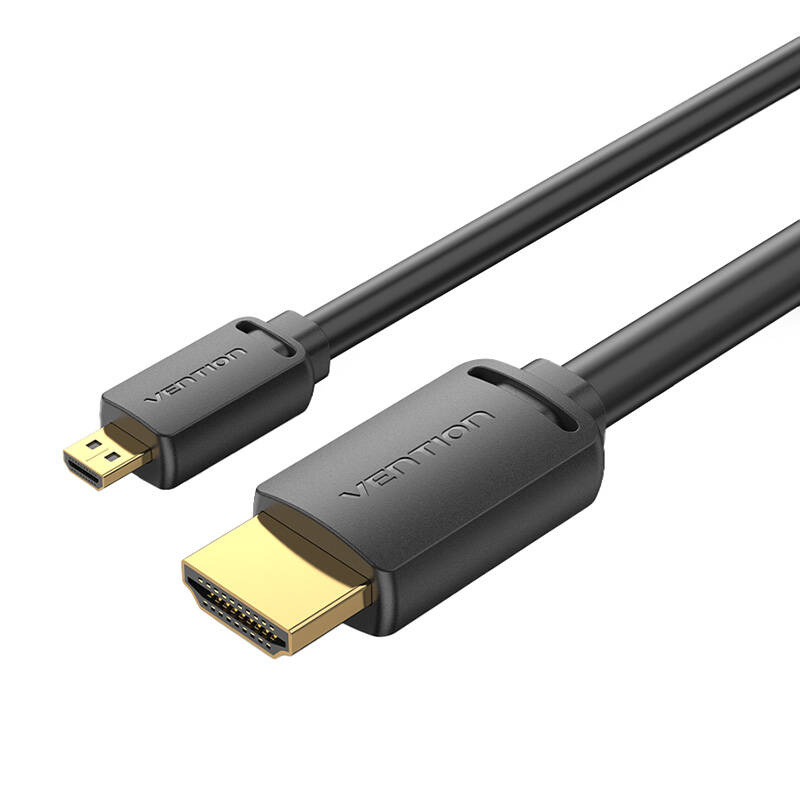 Câble HDMI-D Mâle vers HDMI-A Mâle Vention AGIBF 1m, 4K 60Hz (Noir) - Ypsilon Computers