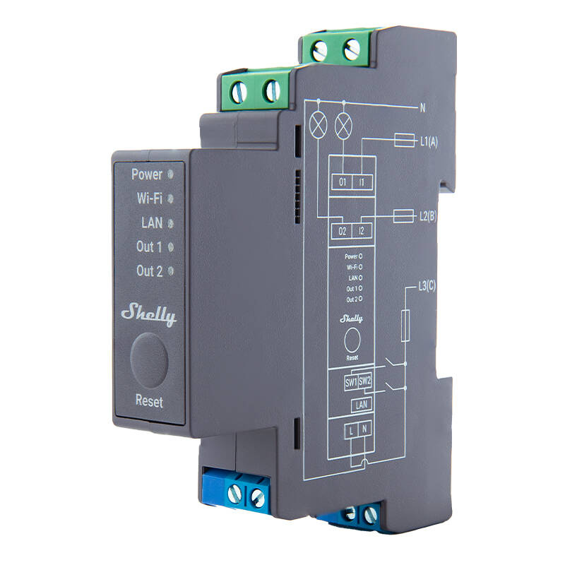 Shelly Pro 2 Rail DIN Relais 2 canaux, WiFi/LAN - Ypsilon Computers