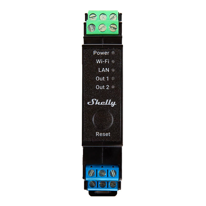 Relais à 2 canaux Shelly Pro 2PM sur rail DIN, WiFi/LAN (Mesure de puissance) - Ypsilon Computers