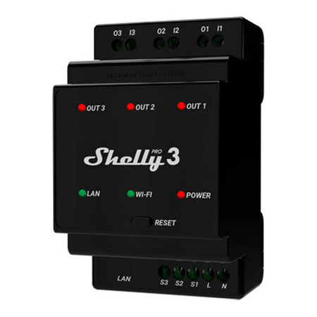 Shelly Pro 3 Rail DIN Relais 3 canaux, WiFi/LAN - Ypsilon Computers