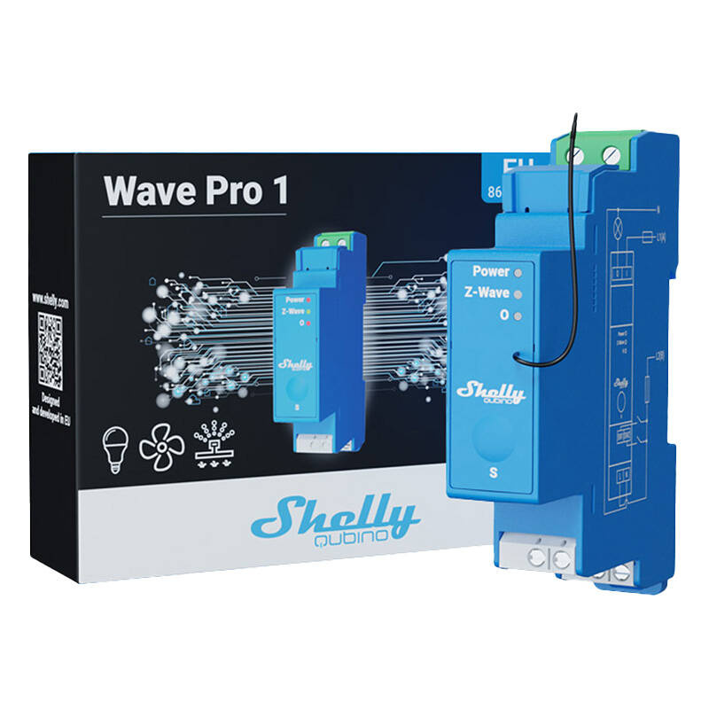 Shelly Qubino Pro 1 Relais sur rail DIN, 1 canal, Z-Wave - Ypsilon Computers