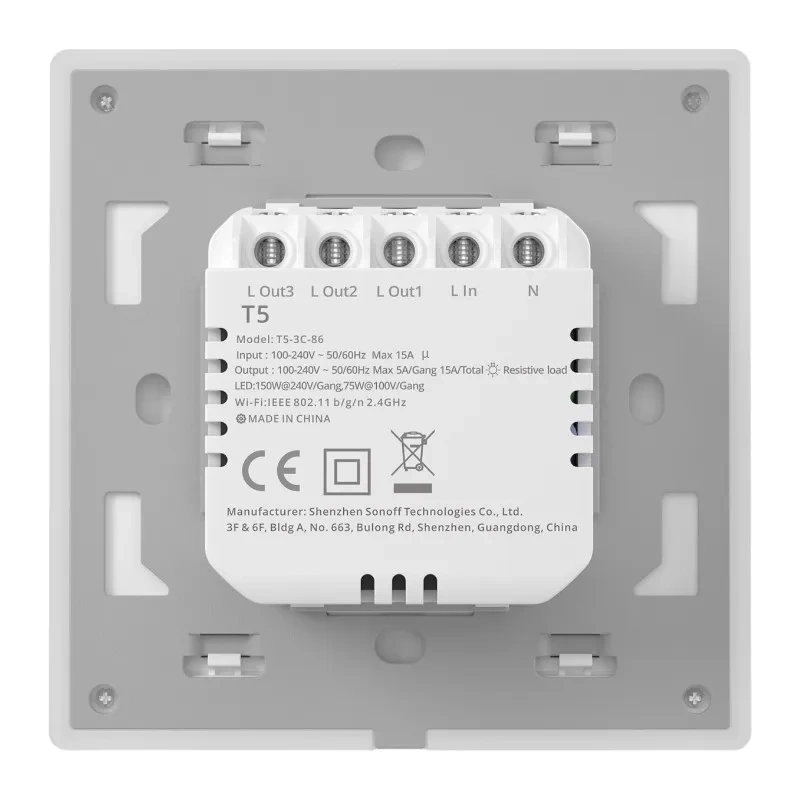 Interrupteur Mural Tactile Wi-Fi Intelligent Sonoff TX T5 3C (3-canaux) - Ypsilon Computers