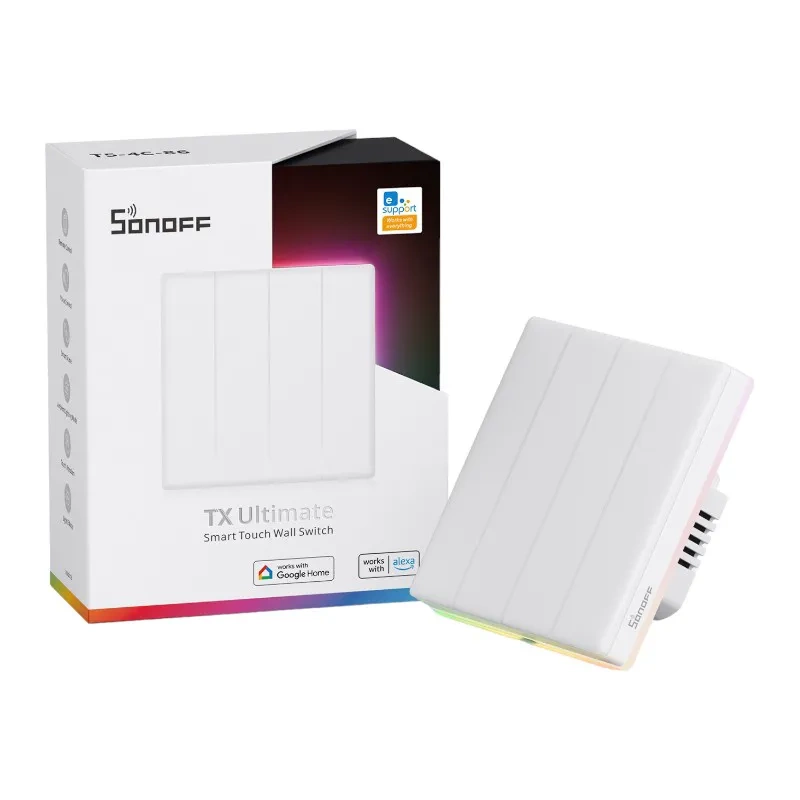 Interrupteur Mural Tactile Wi-Fi Intelligent Sonoff TX T5 4C (4-canaux) - Ypsilon Computers