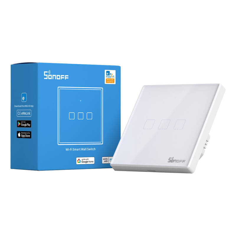 Interrupteur Intelligent WiFi + RF 433 Sonoff T2 EU TX (3-canaux) mis à jour - Ypsilon Computers