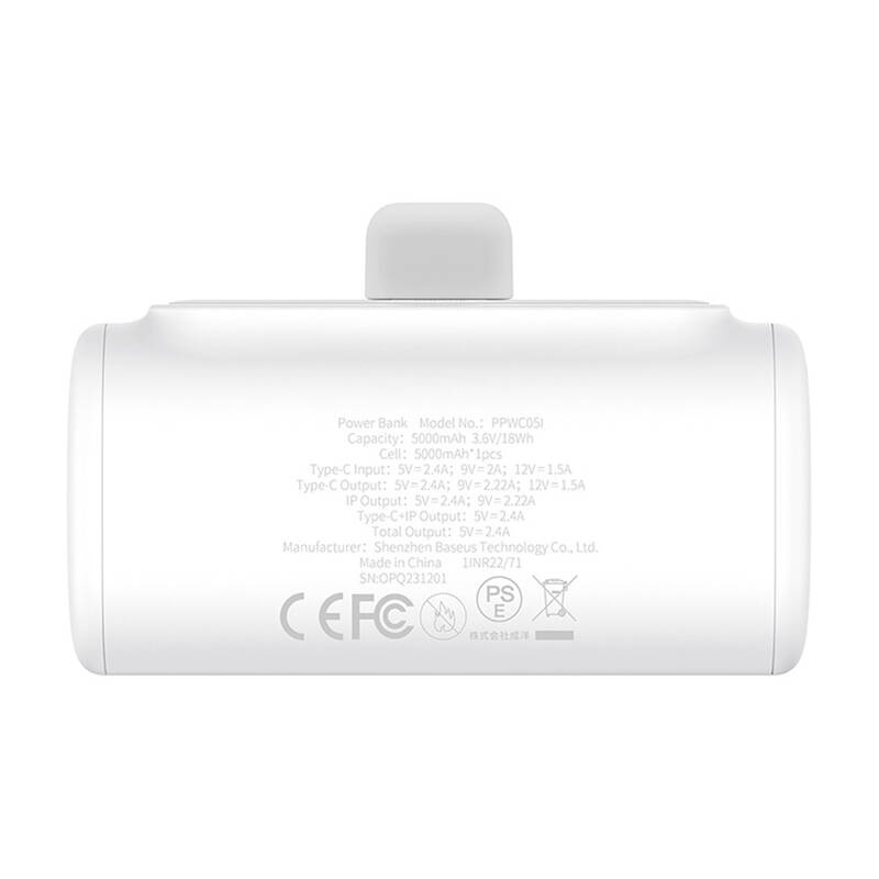 Batterie externe OS-Baseus Compact IP 5000mAh 20W (blanc) - Ypsilon Computers