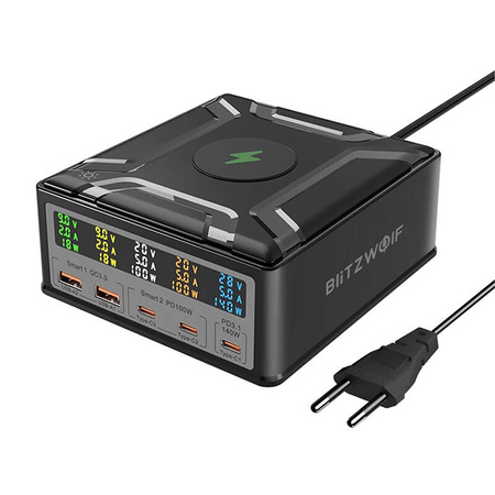 Blitzwolf BW-S28 260W, 2xUSB-A, 3xUSB-C, chargeur sans fil 15W (noir) - Ypsilon Computers