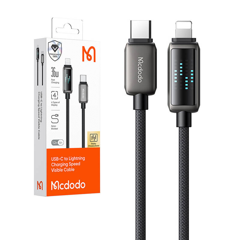 Câble Mcdodo CA-2630 USB-C vers Lightning, 36W, affichage LED, 1.2m - Ypsilon Computers