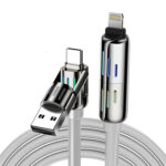 Blitzwolf BW-HDC6 Câble 4-en-1 USB-C/USB-A vers USB-C/Lightning 1,2m 240W RGB (gris)