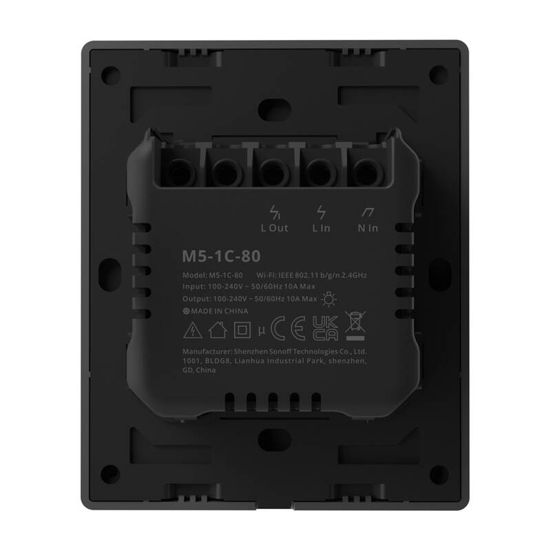 Interrupteur mural WiFi intelligent SONOFF M5-1C-80 (1 canal, pour cadre, graphite) - Ypsilon Computers