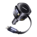 Chargeur de voiture Baseus Enjoyment Max avec câbles USB-C+Lightning et ports USB-A+USB-C 90W Noir