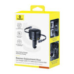 Chargeur de voiture Baseus Enjoyment Max avec câbles USB-C+Lightning et ports USB-A+USB-C 90W Noir